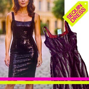Forever 21 Burgundy Wine Sequin and satin Midi Dress